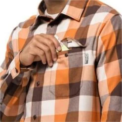 Jack WolfskinFelsenweg Shirt Heren Orange Fall Checks -Veel Plezier Buitenshuis 123110 470 03