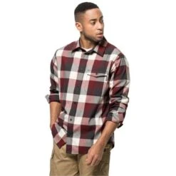 Jack WolfskinFelsenweg Shirt Heren Cordovan Red Checks -Veel Plezier Buitenshuis 123111 600 02