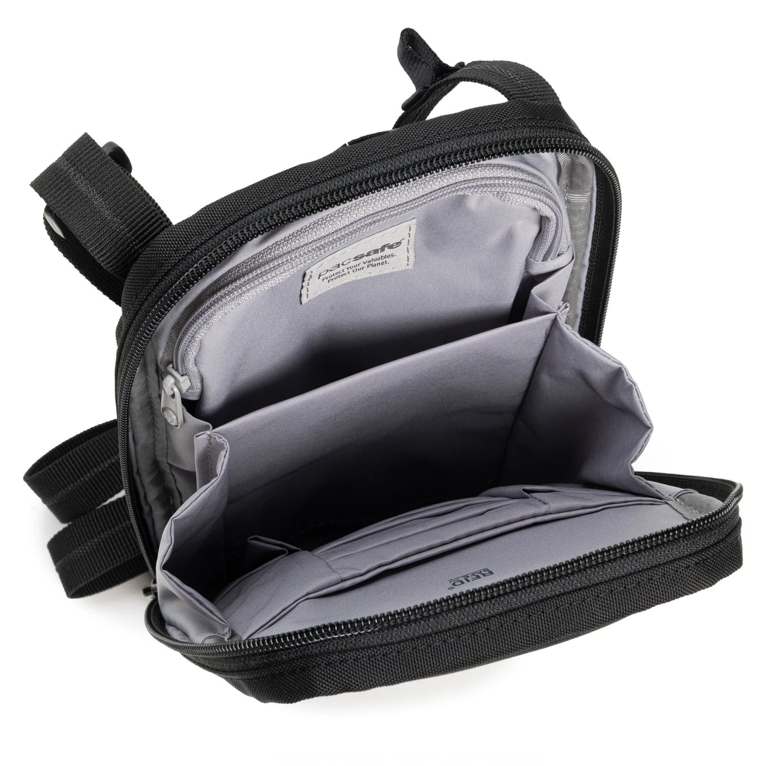 PacSafe RFIDsafe Tech Anti Diefstal Schoudertas Black 6 PacSafe RFIDsafe Tech Anti Diefstal Schoudertas Black - Afbeelding 4