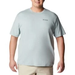 Columbia Tech Trail Graphic Shirt Heren Niagara Heather Palmscape Tonal Graphic -Veel Plezier Buitenshuis 149610 900 06 1